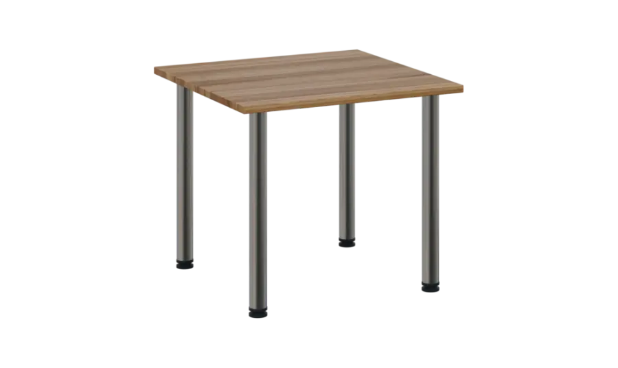 CRTR 80 jídelní stůl, kovová podnož chrom, deska 25 mm, 800x800 mm, ořech světlý